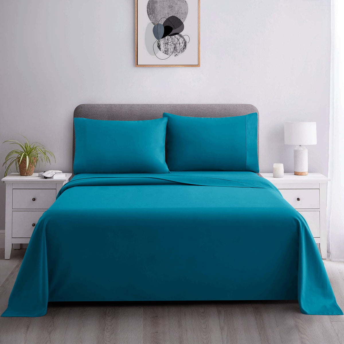 600 Thread Count Percale Cotton Blend Sheet Set (Twin XL Available - Limited Colours)