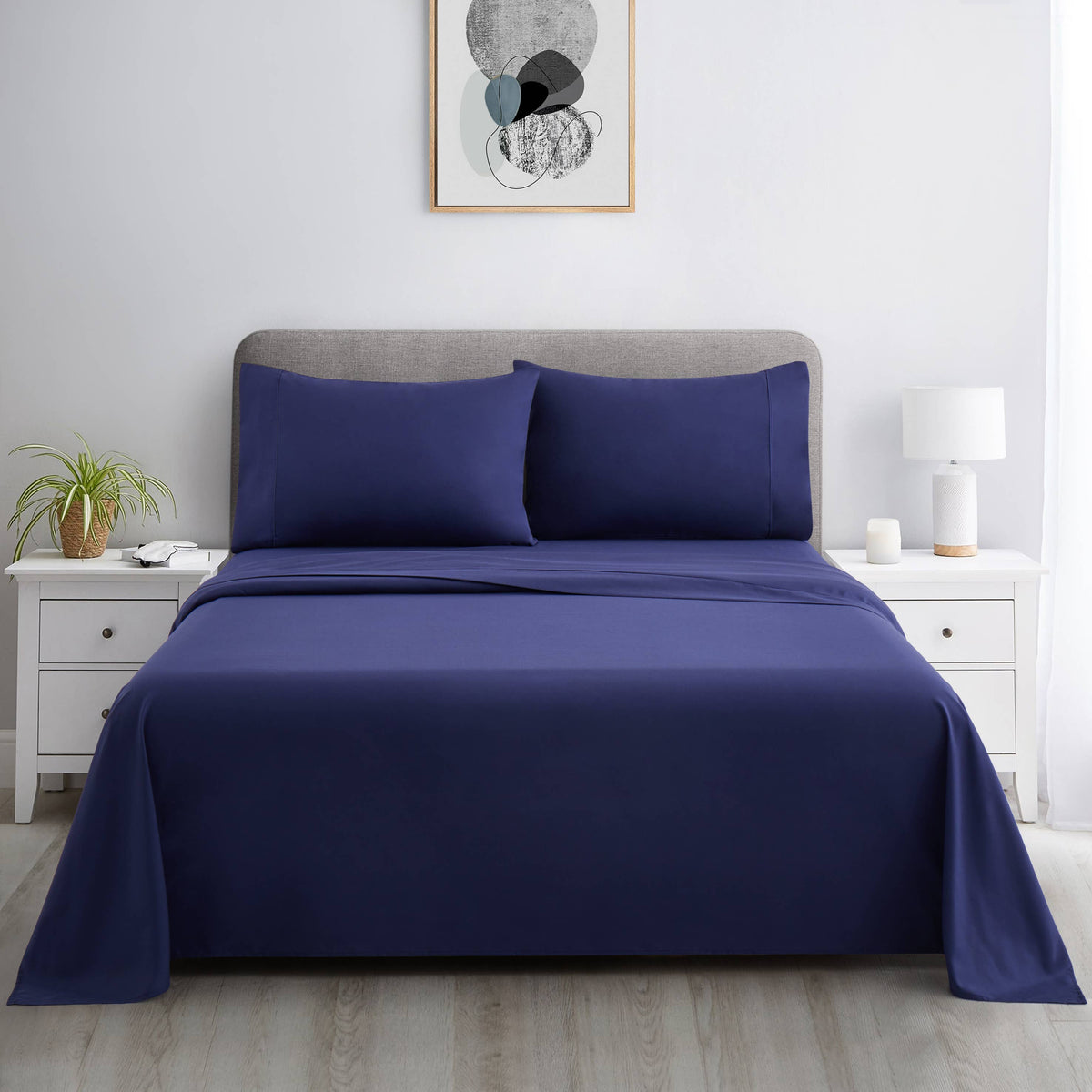 600 Thread Count Percale Cotton Blend Sheet Set (Twin XL Available - Limited Colours)